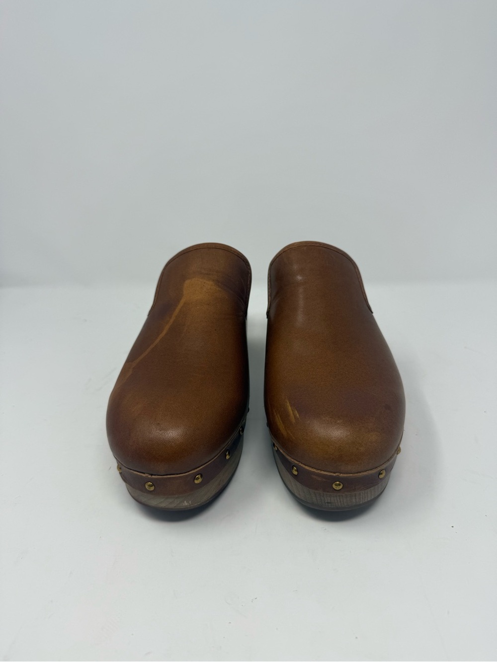 J Crew Brown Cognac Leather Clogs Size 6 - Picture 4 of 8